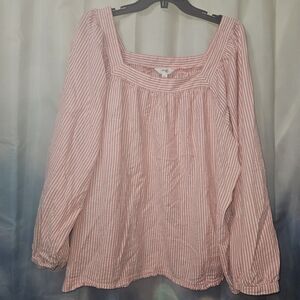 Terra & Sky Peach Striped Blouse